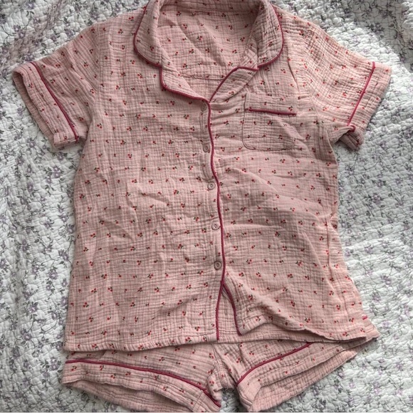 Women’s Pink Cherry Pajama Set - Picture 2 of 3